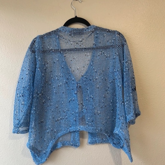 Nina Leonard Button Knit Mesh Cardigan 3/4 Sleeve - Picture 2 of 3